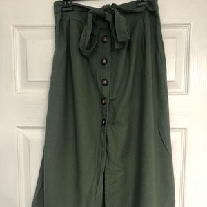 Olive, High wasted, knee length skirt